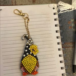 Handcrafted diamond art gnome keychain